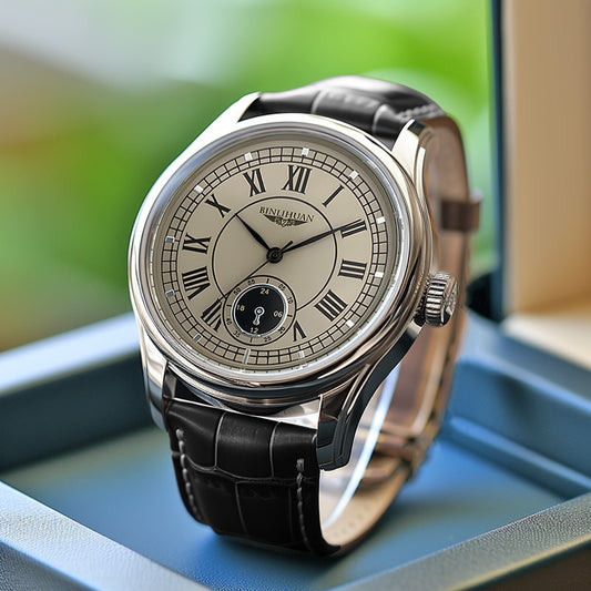 Men's Quartz Watch Classic Round Dial Leather Strap