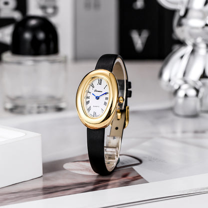 Oval Stainless Steel Quartz Watch