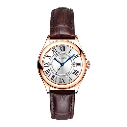 Jrande Leather Strap Quartz Couple Watches