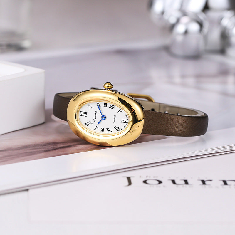 Oval Stainless Steel Quartz Watch