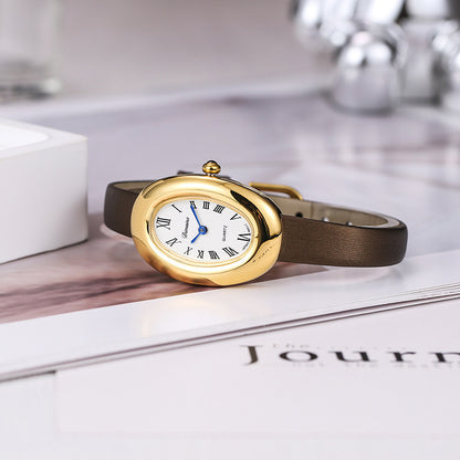 Oval Stainless Steel Quartz Watch