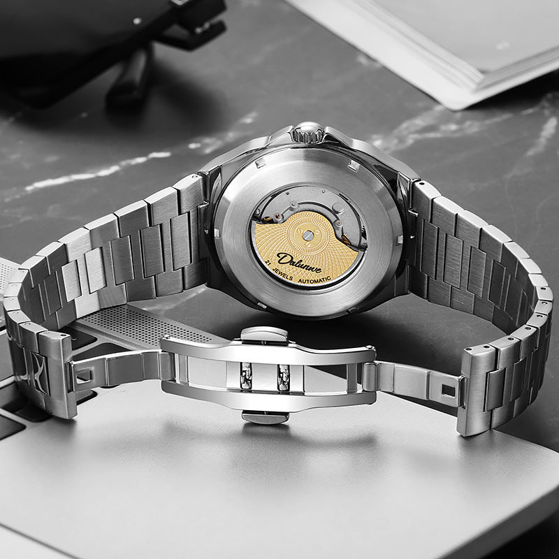 Square Automatic Mechanical Watch with Calendar