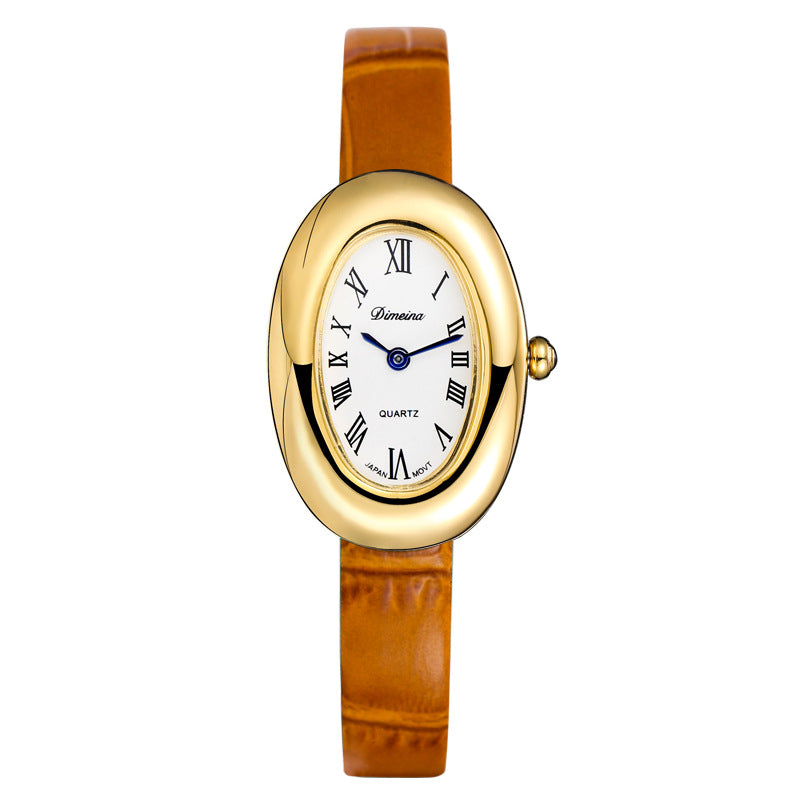 Oval Stainless Steel Quartz Watch