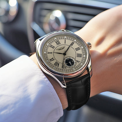 Men's Quartz Watch Classic Round Dial Leather Strap