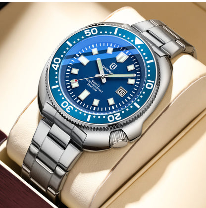 Mens Sports Quartz Watch with Stainless Steel Strap